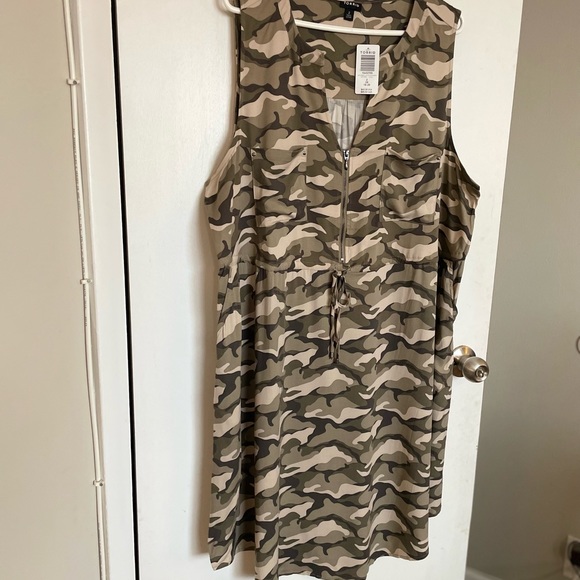 Torrid Sleeveless Zip Front Camo Shirt Dress - Sizes 1X & 2X - Picture 4 of 16